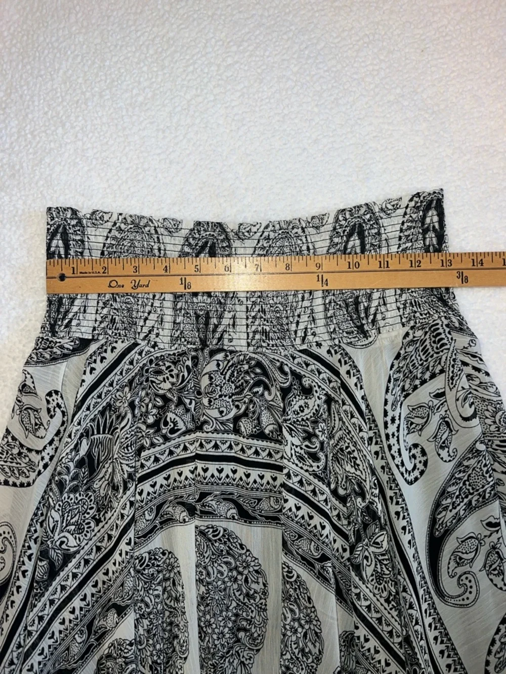 Lapis Black & White Paisley Asymmetrical Handkerchief Hem Skirt - Picture 3 of 7